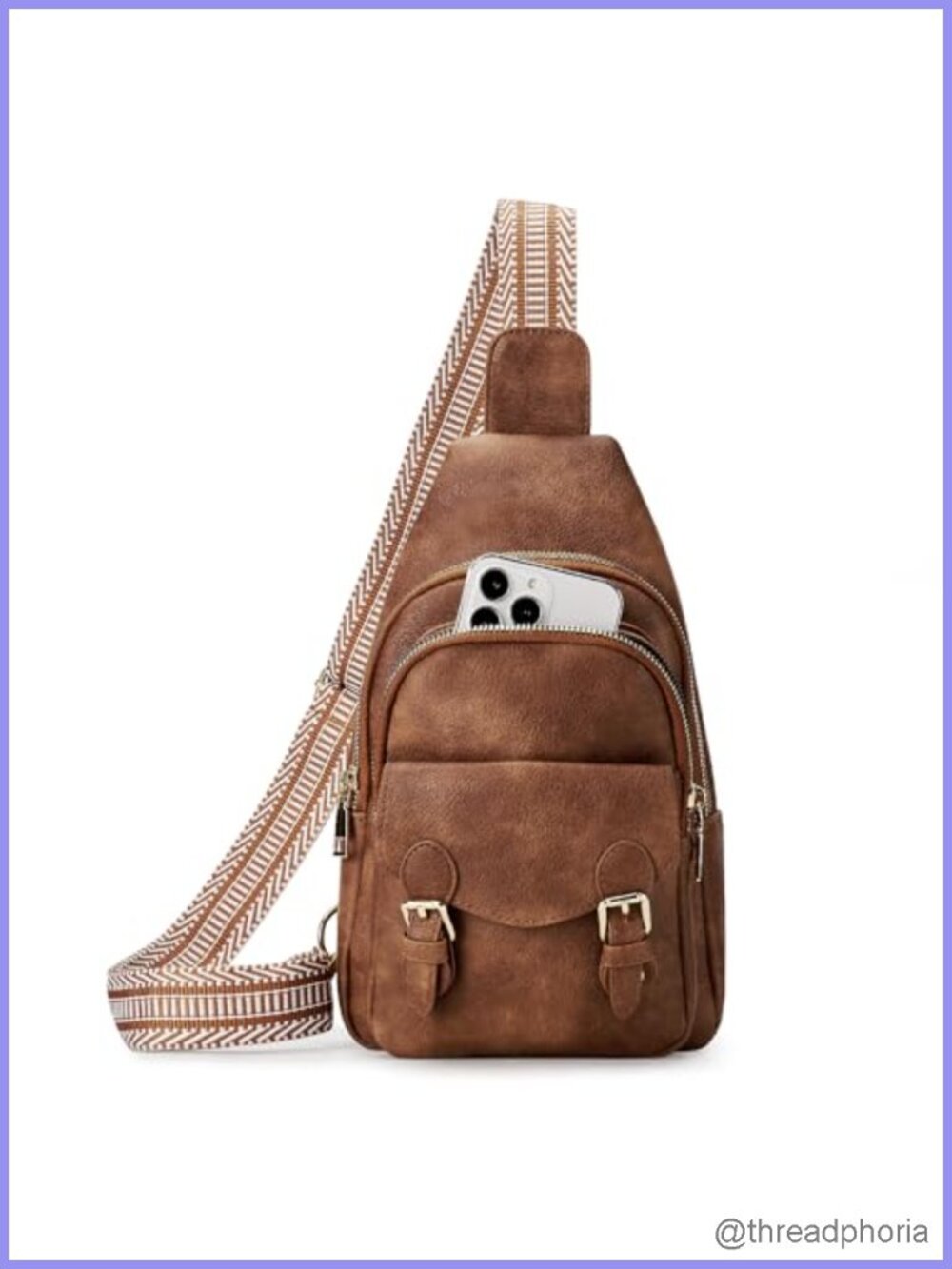 Vegan Leather Sling Bag Crossbody Purse Travel Hiking
